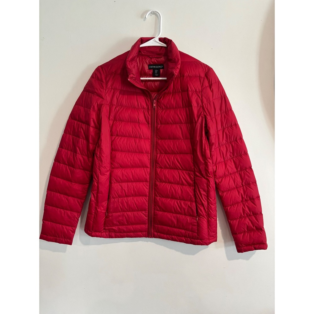 Cynthia Rowley Lightweight Puffer Jacket Womens Medium Red Quilted‎ Zip Up